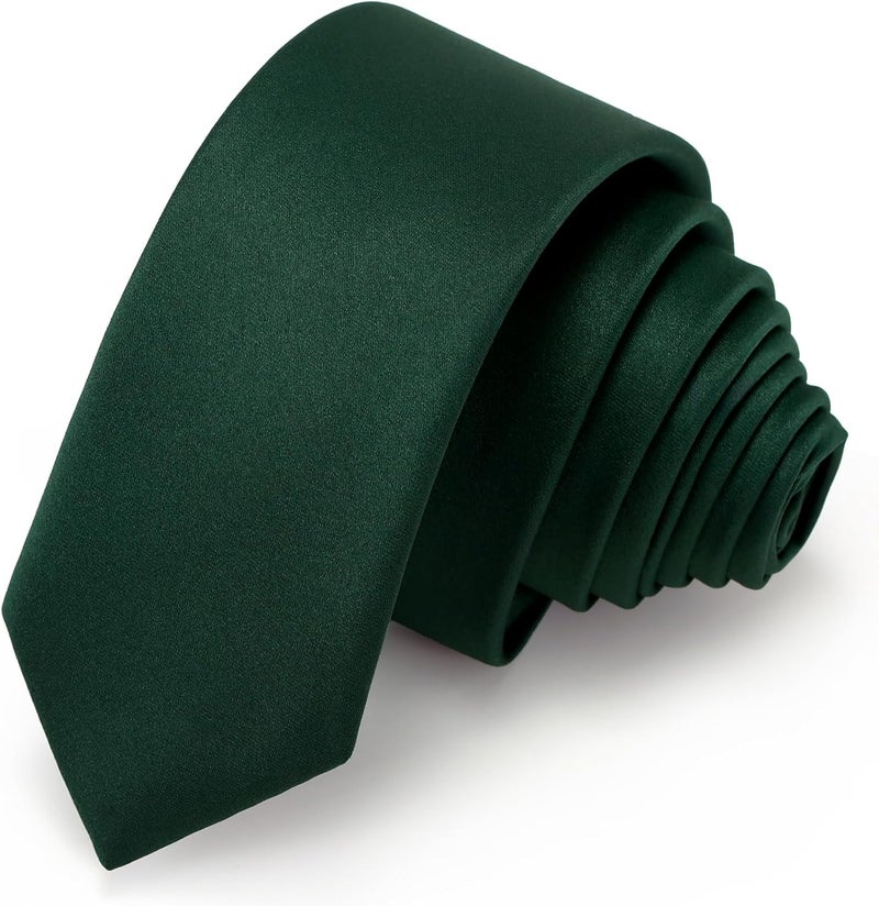 Junmaxroad Store Boys Black Tie Satin Solid Color Necktie for Teen Wedding School Graduation with Gift Box - Image 1